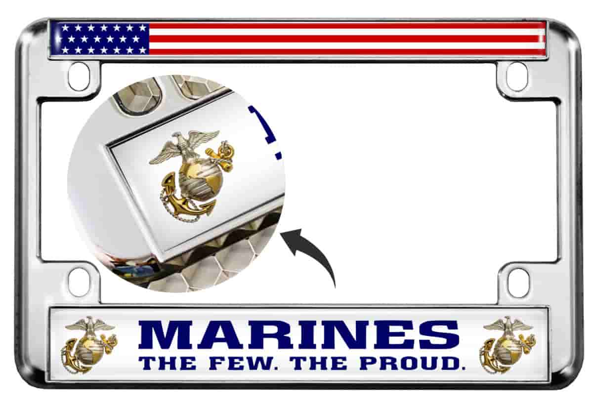 USMC - Marines. The Few. The Proud. - Motorcycle Metal License Plate Frame (wb)